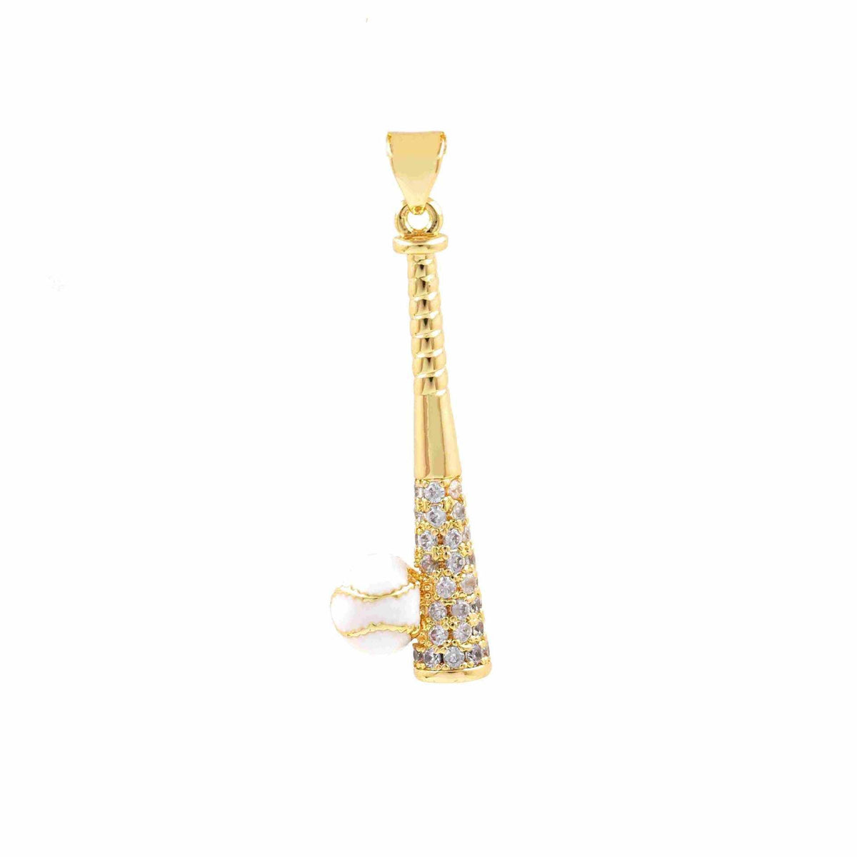 Gold Plated Baseball Softball Bat Charm, Rhinestone Sports Pendant, Baseball Glove Charm, Softball Jewelry Pendant, DIY Necklace Charm