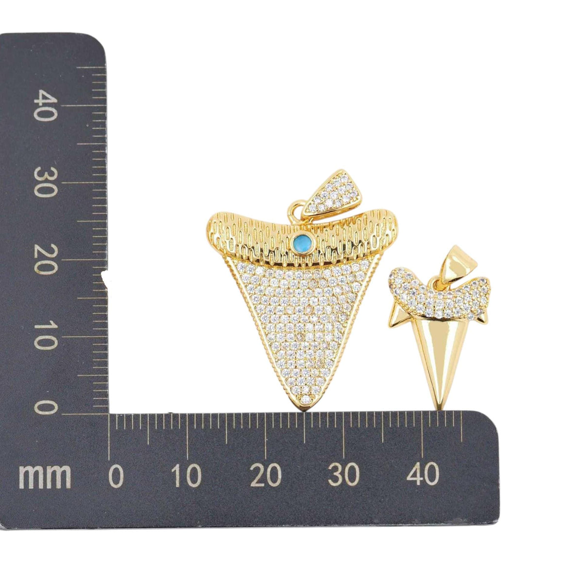 Gold Shark Tooth Charm Pendant, CZ Ocean Necklace Charm, Coastal Beach Jewelry, Shark Tooth Pendant for Layered Necklaces