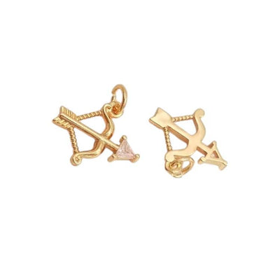Gold Cupid Bow and Arrow Charm, Love Arrow Pendant