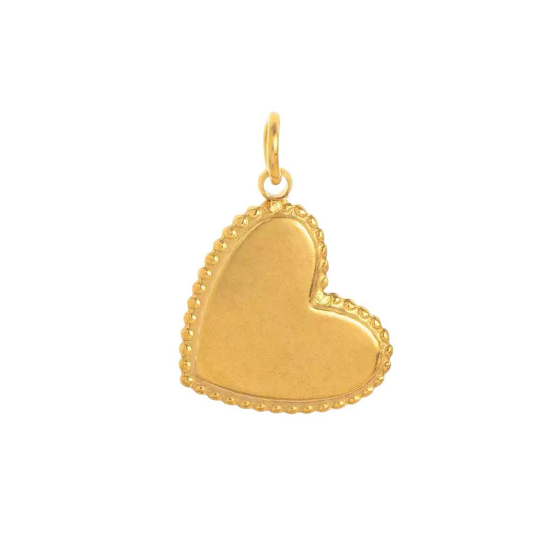 Gold Heart Charm Pendant, Vintage Sunburst Heart with CZ or Minimal Beaded Edge Heart, Love Pendant for DIY Jewelry Making