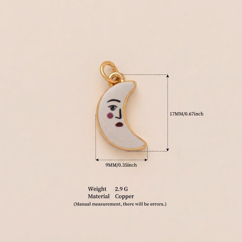 Vintage Enamel Animal Charm, Pig Pendant, Horse Heart Charm, Crescent Moon Face, Floral Bird Gold Charm, DIY Jewelry Supply