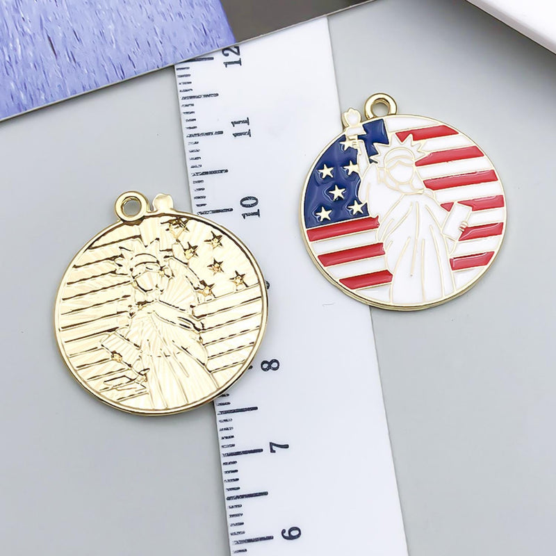 USA Patriotic Charm Pendant, American Flag Enamel Charm, Statue of Liberty, Eagle, Lips, Cowboy Hat Jewelry Making Supply