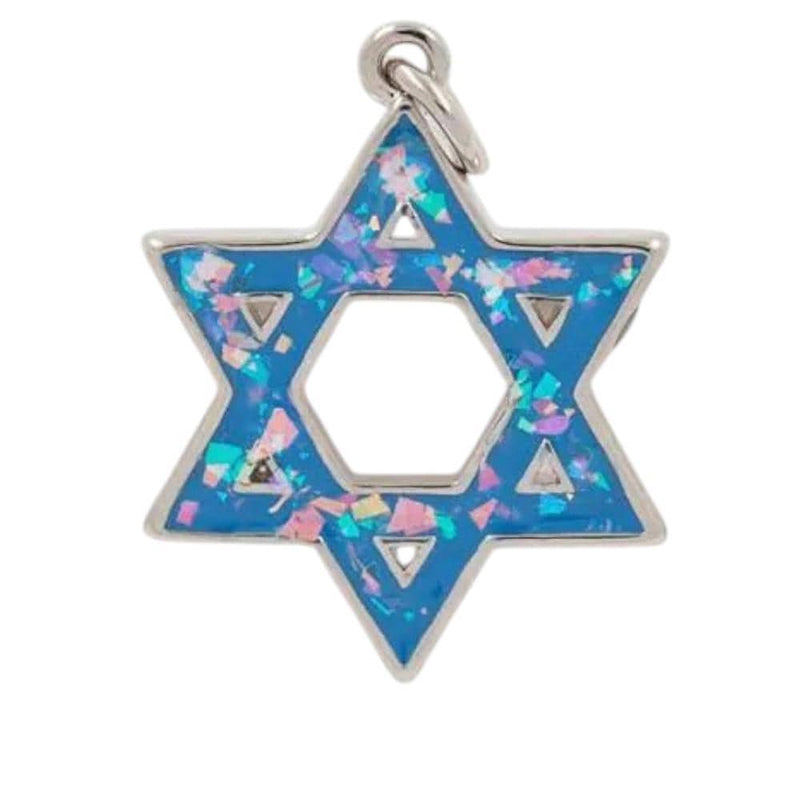 Star of David Charm Pendant, Iridescent Resin Jewish Star, Gold Silver Opal Look Magen David Jewelry Charm