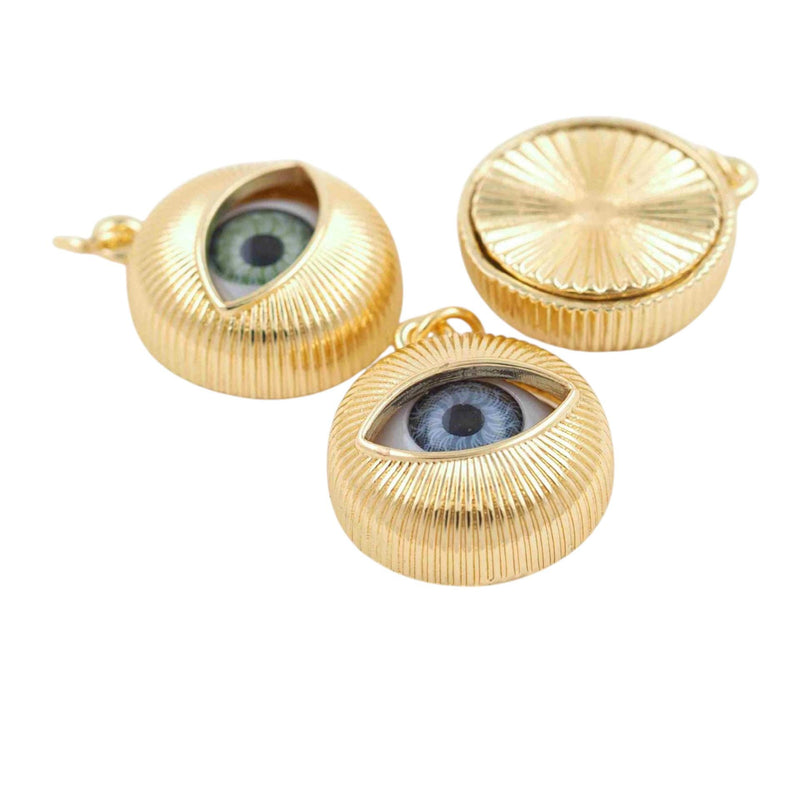 Gold Evil Eye Charm Pendant, Resin Eye Jewelry Charm, Protection Talisman, Colorful Statement Pendant for Necklace