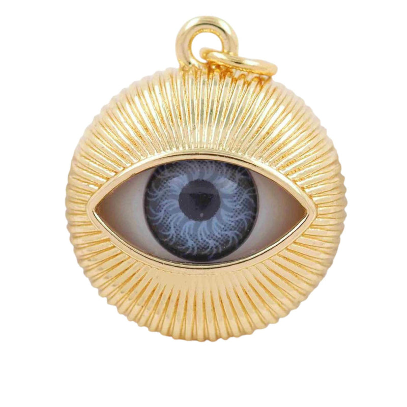 Gold Evil Eye Charm Pendant, Resin Eye Jewelry Charm, Protection Talisman, Colorful Statement Pendant for Necklace