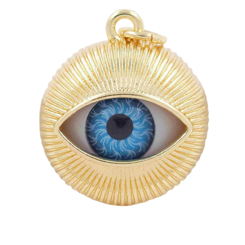 Gold Evil Eye Charm Pendant, Resin Eye Jewelry Charm, Protection Talisman, Colorful Statement Pendant for Necklace