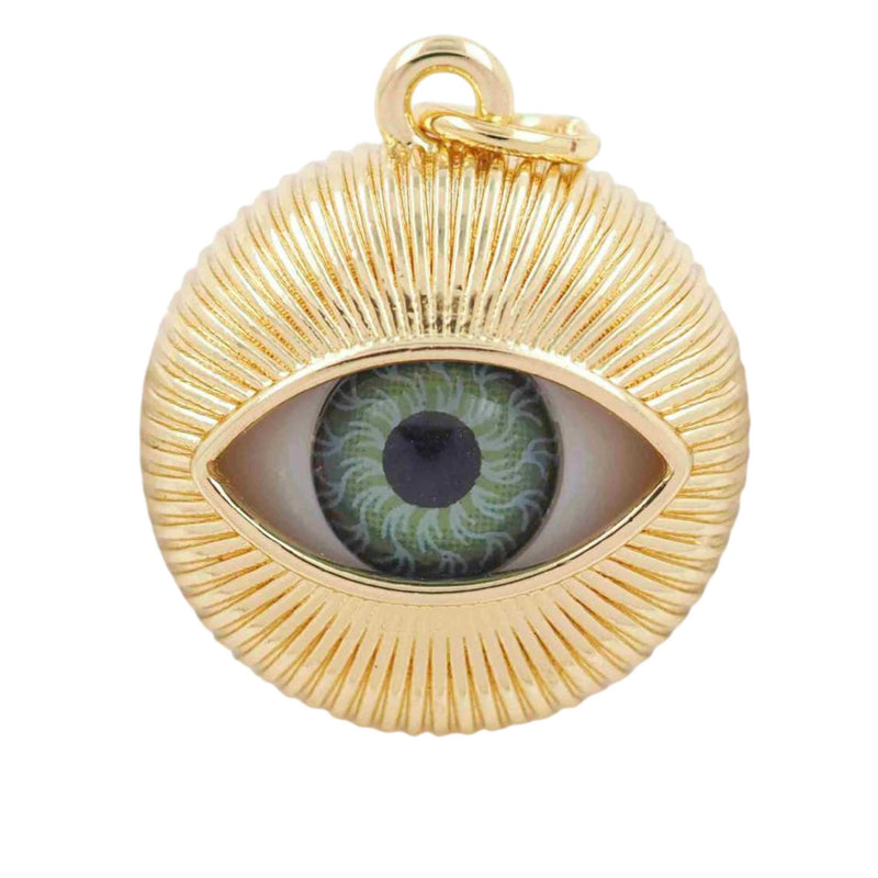 Gold Evil Eye Charm Pendant, Resin Eye Jewelry Charm, Protection Talisman, Colorful Statement Pendant for Necklace