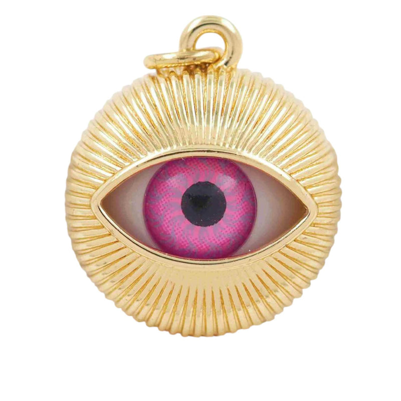 Gold Evil Eye Charm Pendant, Resin Eye Jewelry Charm, Protection Talisman, Colorful Statement Pendant for Necklace