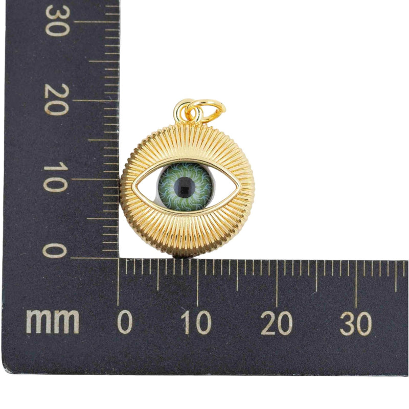 Gold Evil Eye Charm Pendant, Resin Eye Jewelry Charm, Protection Talisman, Colorful Statement Pendant for Necklace