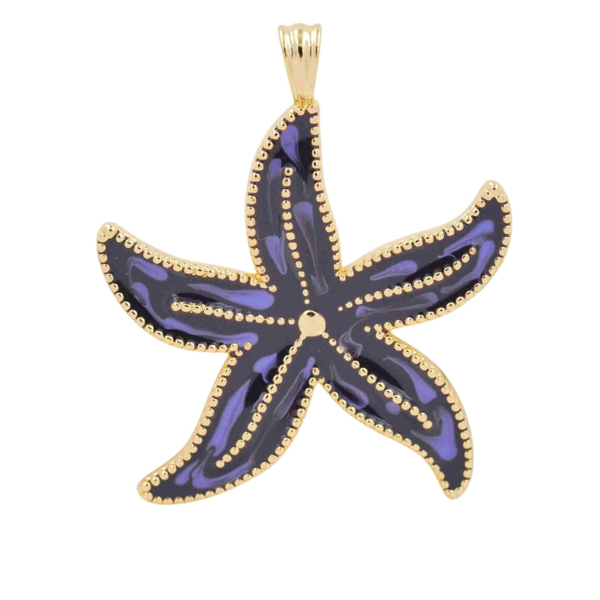 Large Starfish Pendant Charm, Gold Plated Resin Starfish, Coastal Beach Jewelry Pendant, Statement Ocean Charm