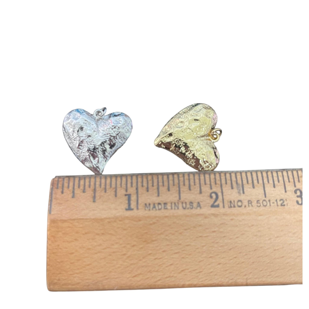 Hammered Heart Charm Pendant | Gold & Silver Puffy Heart Charm | Vintage Style DIY Necklace Bracelet Charm