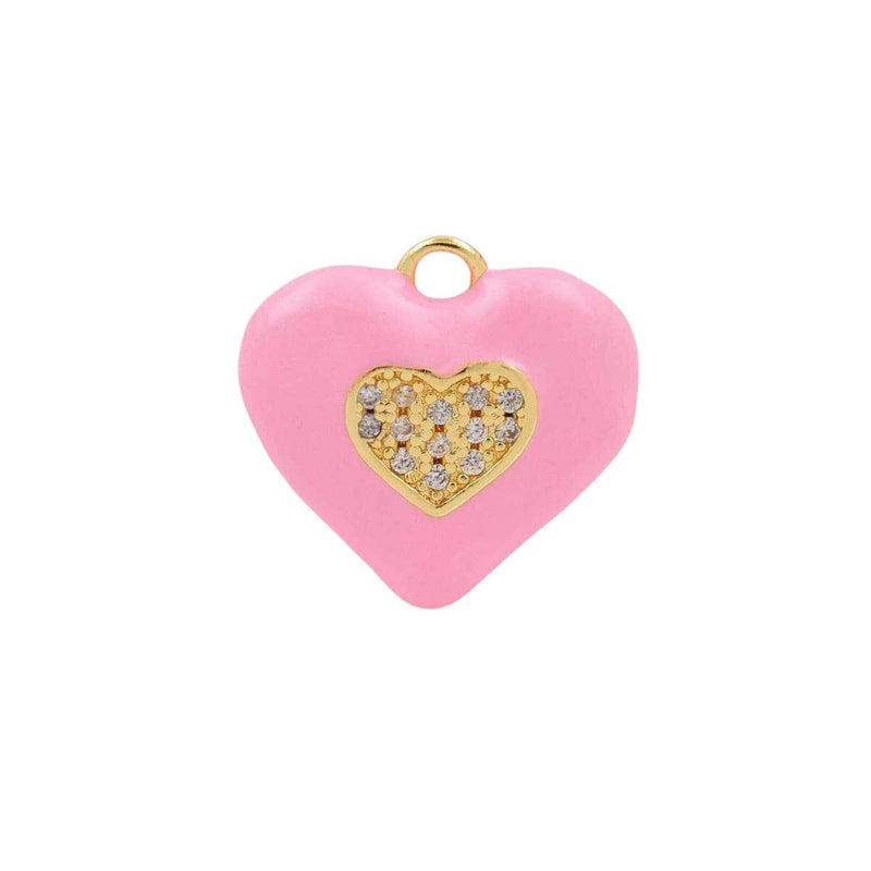 Colorful Enamel Heart Charms | Gold Plated CZ Heart Pendant Charms for DIY Jewelry Making, Necklace Bracelet Charms