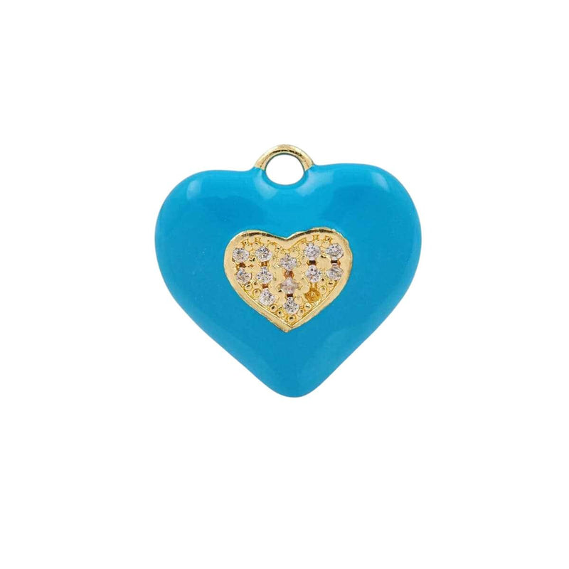 Colorful Enamel Heart Charms | Gold Plated CZ Heart Pendant Charms for DIY Jewelry Making, Necklace Bracelet Charms