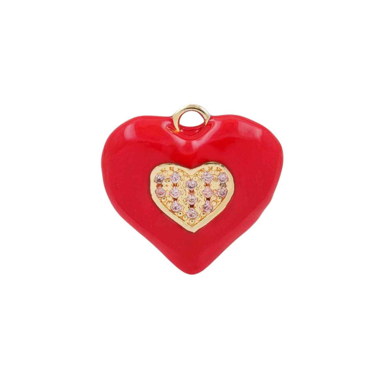 Colorful Enamel Heart Charms | Gold Plated CZ Heart Pendant Charms for DIY Jewelry Making, Necklace Bracelet Charms