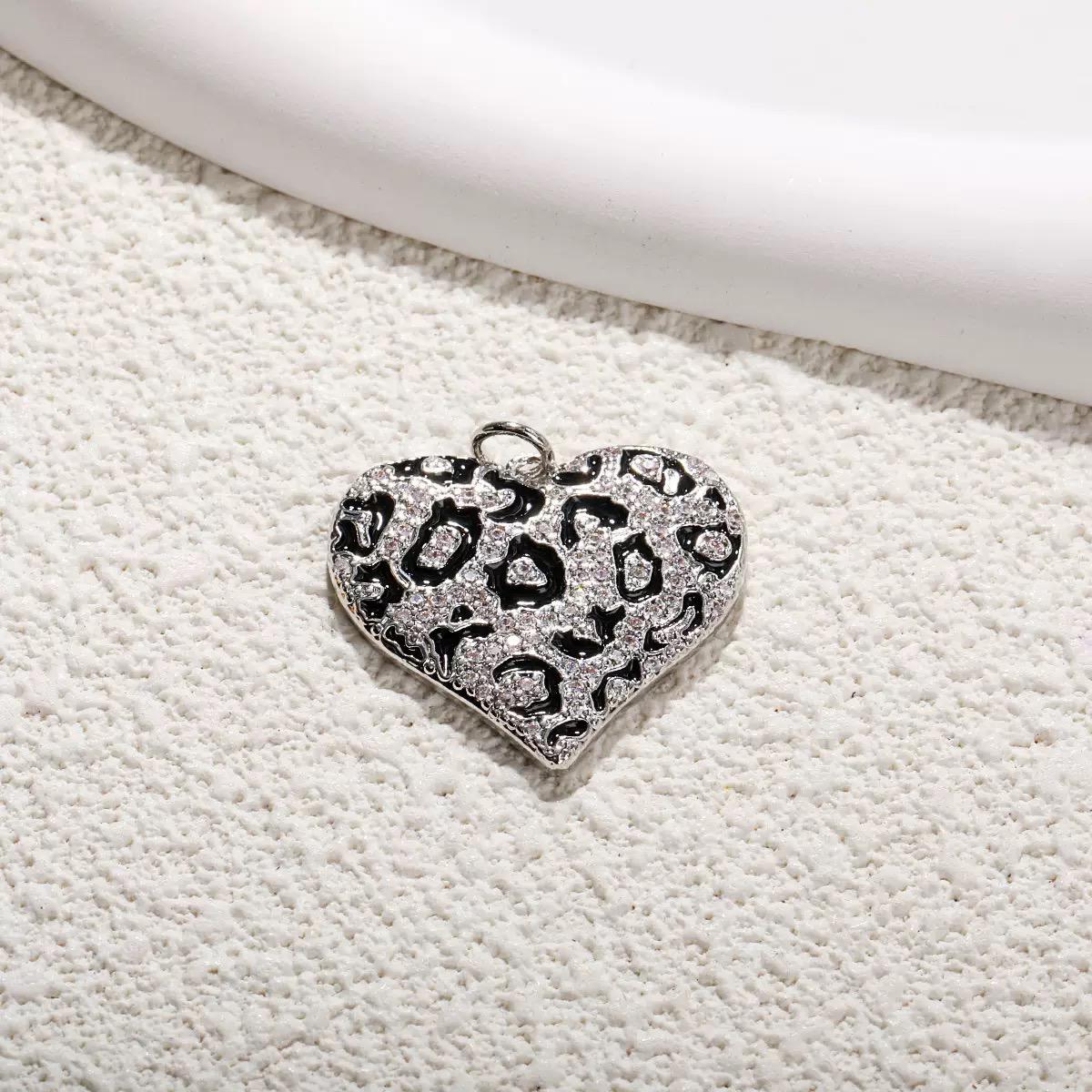 Leopard Heart Charm | CZ Pave Heart Pendant, Gold Plated Animal Print Charm for DIY Jewelry Making & Necklace Designs