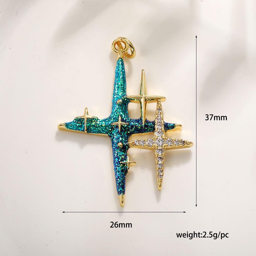 Sparkle Star Charm Pendant | Gold Plated Glitter Starburst Charm, CZ Enamel Pendant for DIY Jewelry Making
