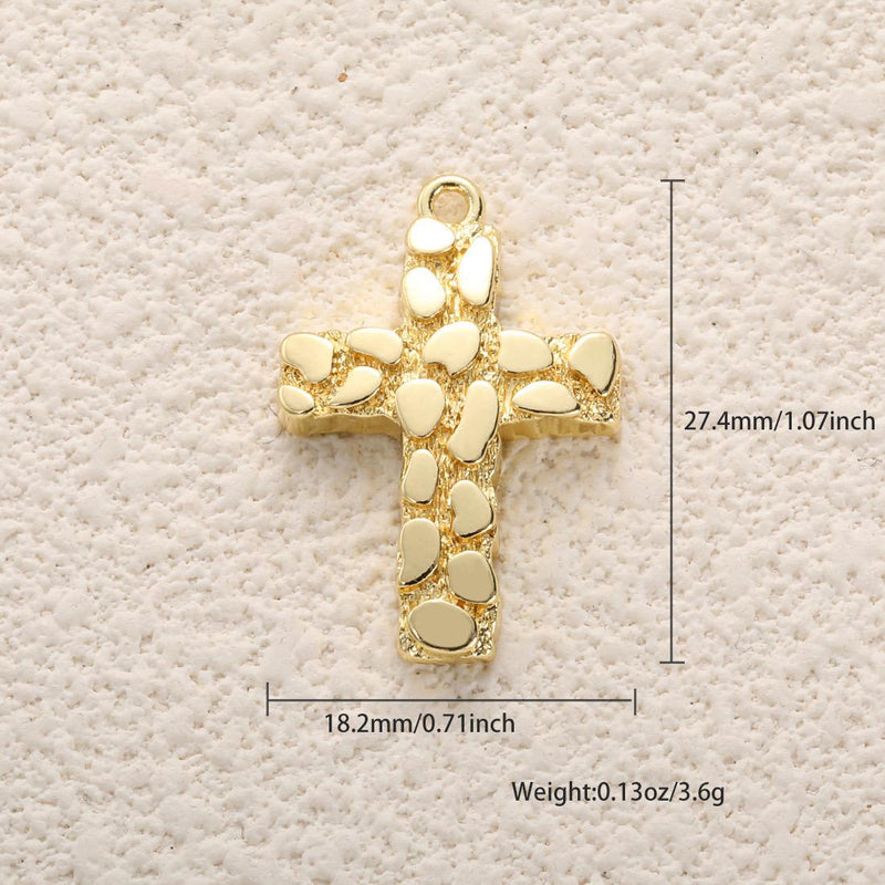 Textured Gold Heart & Cross Charms | Organic Gold Plated Pendant Charms for DIY Necklace Bracelet Jewelry