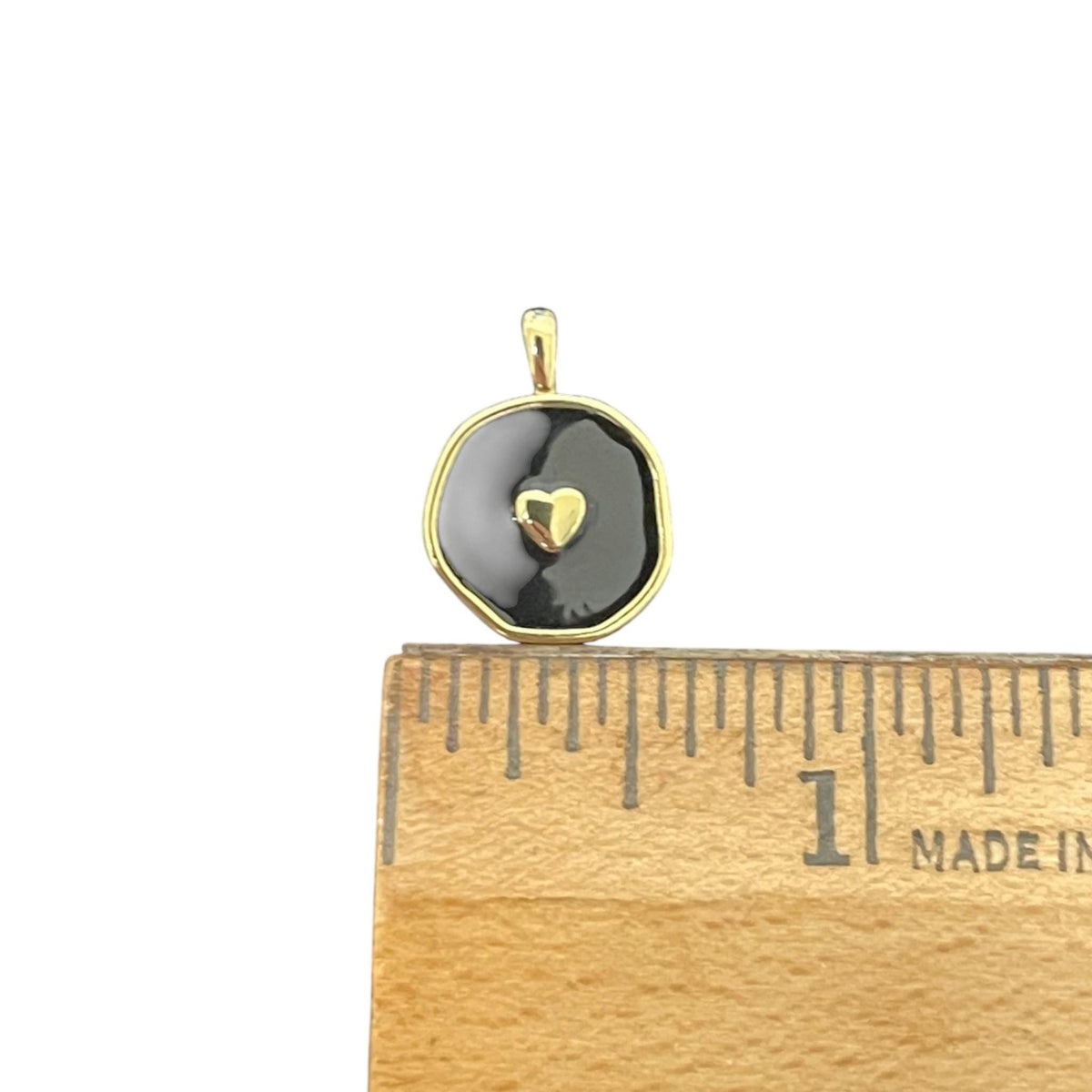 Minimalist Black Enamel Heart Charm Necklace, Gold Geometric Pendant, Dainty Heart Charm, Modern Layering Necklace Jewelry
