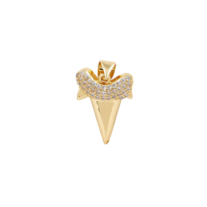 Gold Shark Tooth Charm Pendant, CZ Ocean Necklace Charm, Coastal Beach Jewelry, Shark Tooth Pendant for Layered Necklaces
