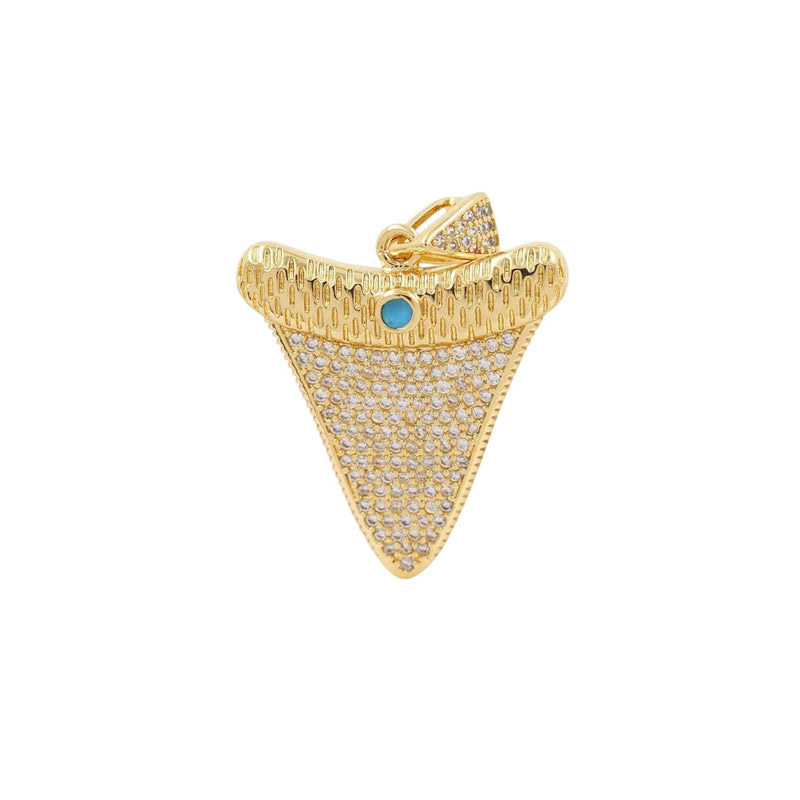 Gold Shark Tooth Charm Pendant, CZ Ocean Necklace Charm, Coastal Beach Jewelry, Shark Tooth Pendant for Layered Necklaces