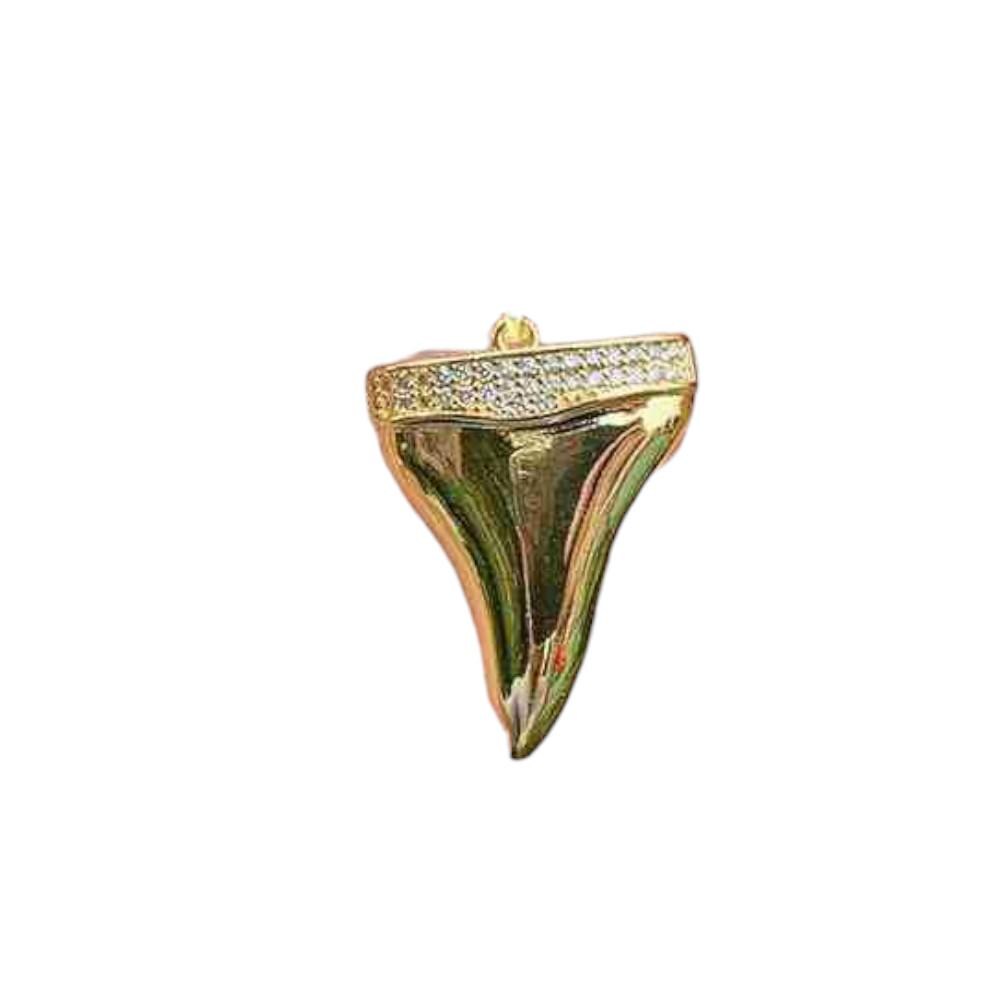 Gold Shark Tooth Charm Pendant, CZ Ocean Necklace Charm, Coastal Beach Jewelry, Shark Tooth Pendant for Layered Necklaces