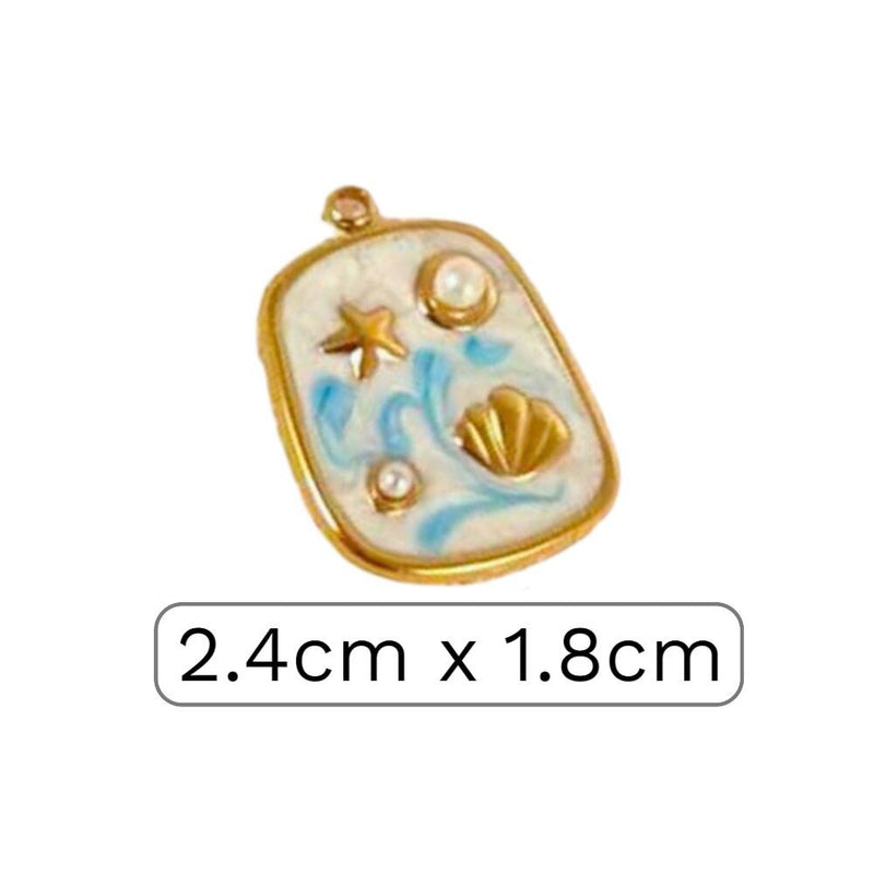 Coastal Ocean Charm Pendant Collection, Dolphin Turtle Starfish Shell Charm, Enamel Beach Pendant, Gold & Silver Ocean Jewelry Charm