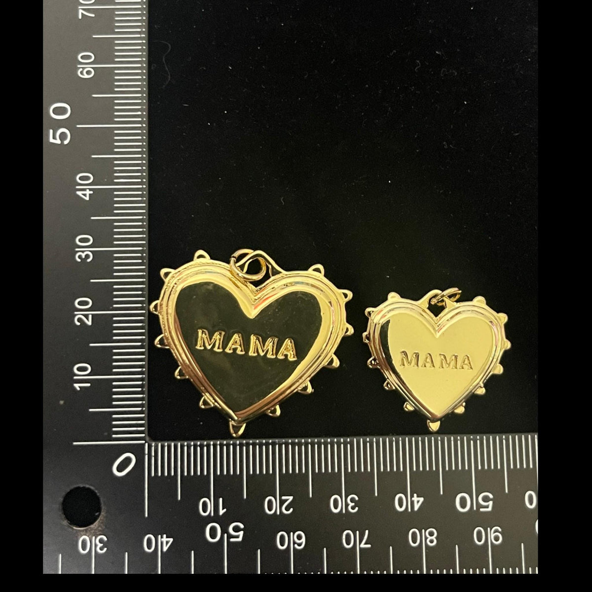 Mama Heart Charm Pendant, Gold Heart Jewelry Charm, Mother Necklace Pendant, Minimalist Mama Charm, DIY Jewelry Supply