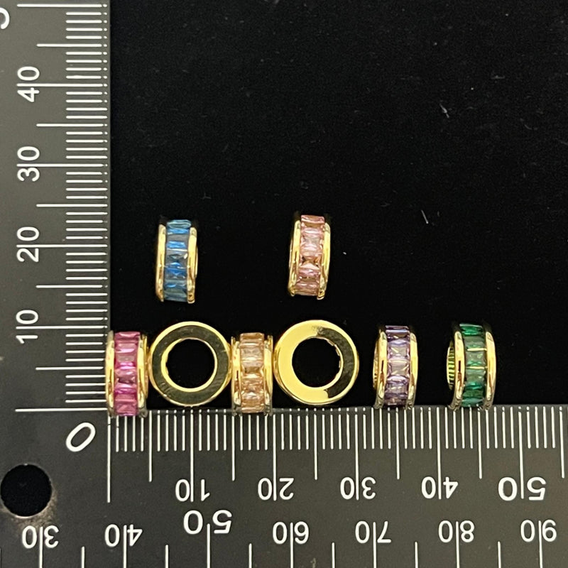 Gold Spacer Beads with Colorful Crystal Rhinestones, Luxury Jewelry Spacer Beads,DIY Jewelry Components
