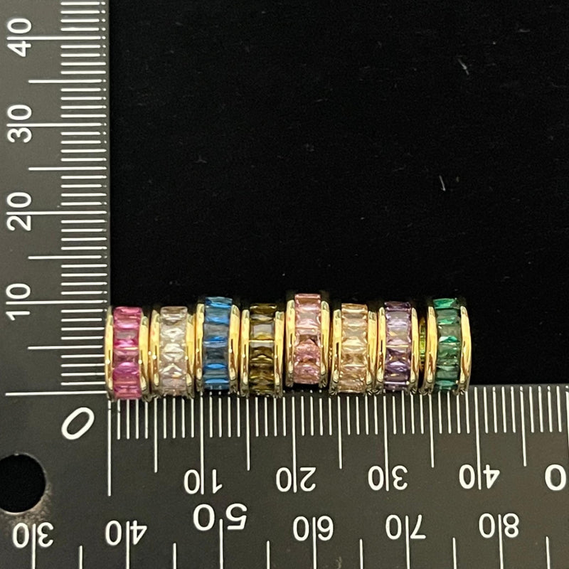 Gold Spacer Beads with Colorful Crystal Rhinestones, Luxury Jewelry Spacer Beads,DIY Jewelry Components