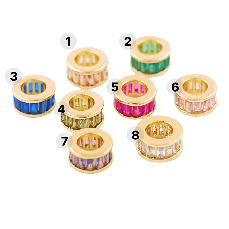 Gold Spacer Beads with Colorful Crystal Rhinestones, Luxury Jewelry Spacer Beads,DIY Jewelry Components