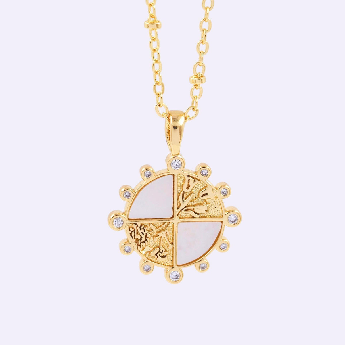 Natural Mother of Pearl Pendants with optional Satellite Chain, Sunburst Shell,Sun & Moon, Celestial
