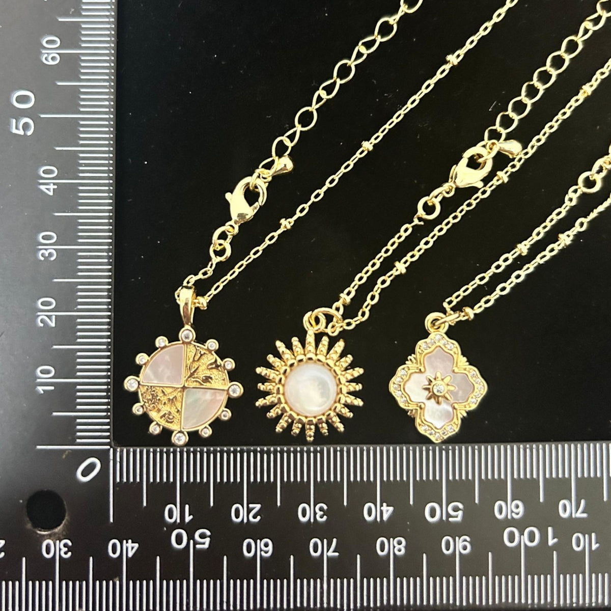 Natural Mother of Pearl Pendants with optional Satellite Chain, Sunburst Shell,Sun & Moon, Celestial
