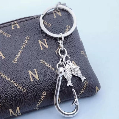 Fishing Hook Keychain, Angler Bag Charm, Fisherman Gift, Fish Charm Key Ring, Fishing Lover Accessory, Tackle Box Gift
