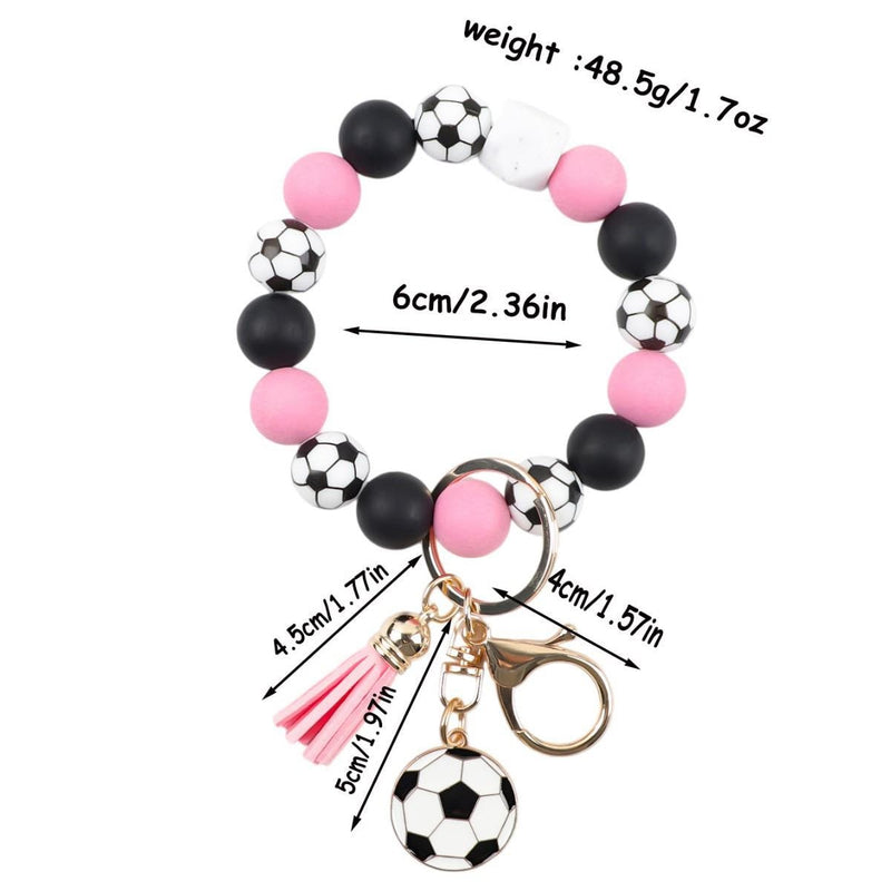 Soccer Beaded Wristlet Keychain, Soccer Mom Key Ring, Soccer Ball Tassel Keychain, Sports Wristlet Bracelet, Team Gift,