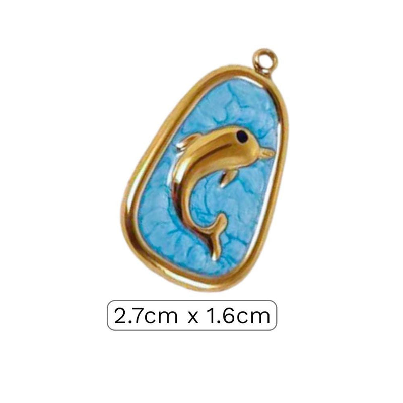 Coastal Ocean Charm Pendant Collection, Dolphin Turtle Starfish Shell Charm, Enamel Beach Pendant, Gold & Silver Ocean Jewelry Charm