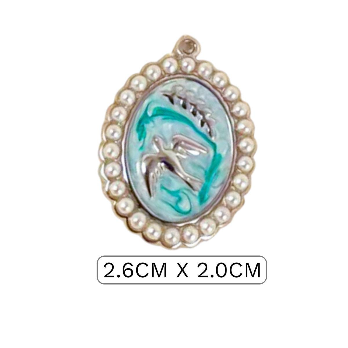 Coastal Bird Charm Pendant Set, Seagull Ocean Charm, Pearl Beach Pendant, Enamel Coastal Jewelry Charm,