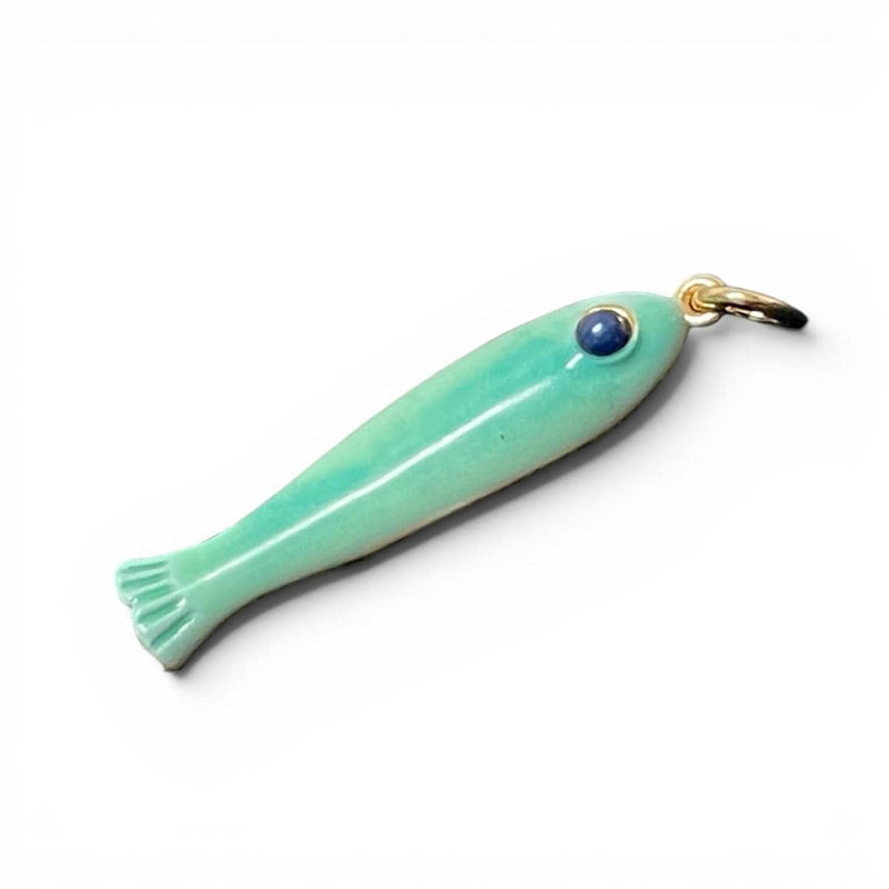 Gold Plated Enamel Fish Charm, Coastal Jewelry Pendant