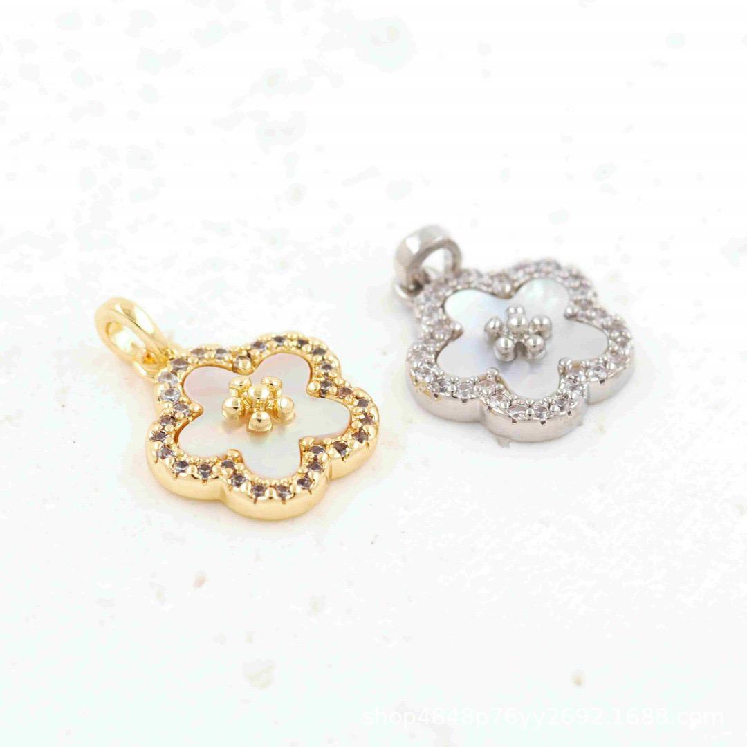 Crystal Flower Pendant Charm, Gold or Silver Flower Charm, CZ Pave Floral Pendant, Jewelry Making Supply