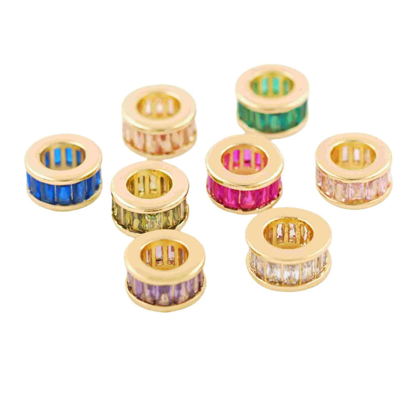 Gold Spacer Beads with Colorful Crystal Rhinestones, Luxury Jewelry Spacer Beads,DIY Jewelry Components