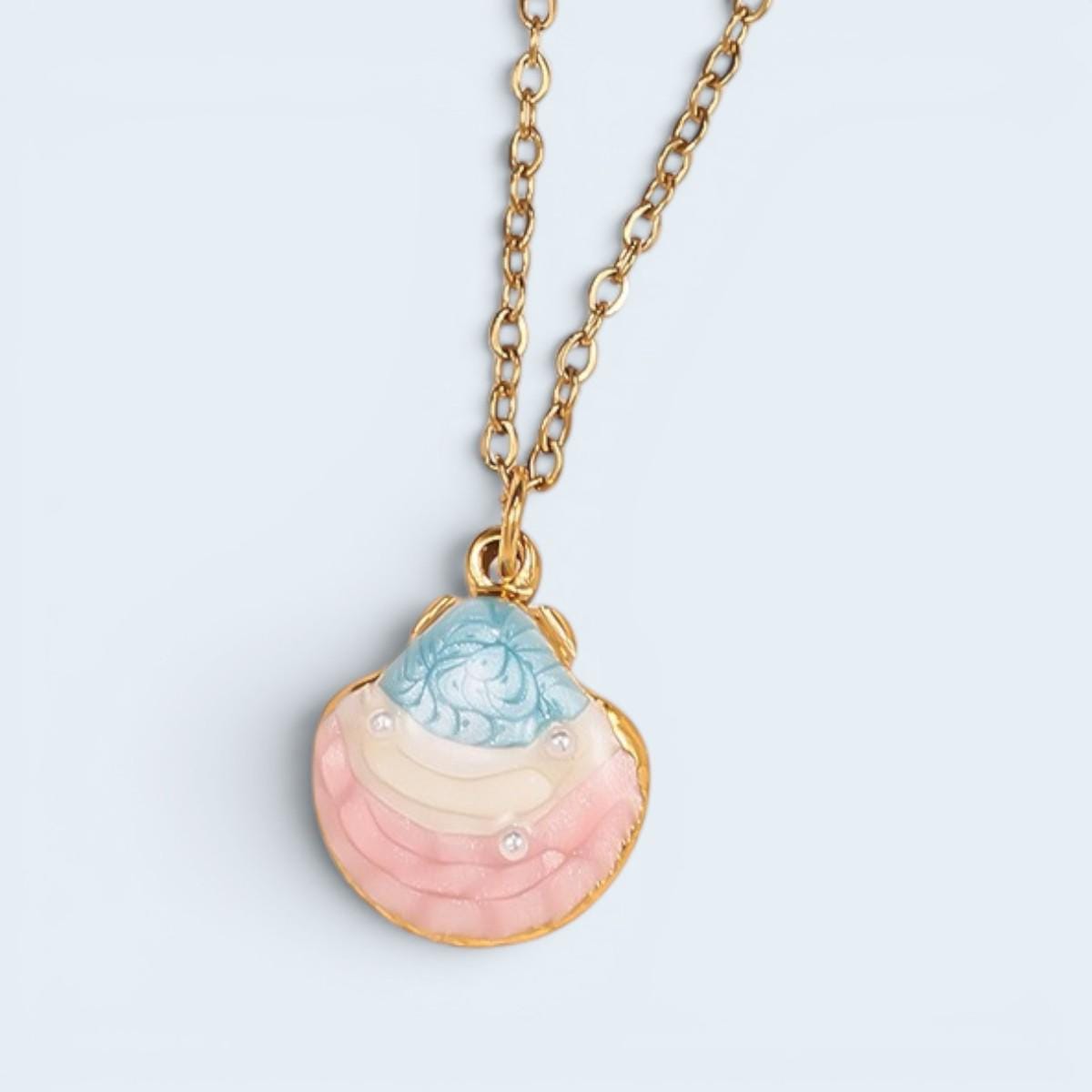 Pastel Starfish & Seashell Charm Necklace, Coastal Beach Pendant Necklace, Summer Mermaid Necklace, Available With or Without Chain