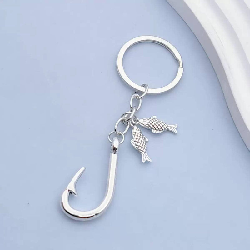 Fishing Hook Keychain, Angler Bag Charm, Fisherman Gift, Fish Charm Key Ring, Fishing Lover Accessory, Tackle Box Gift