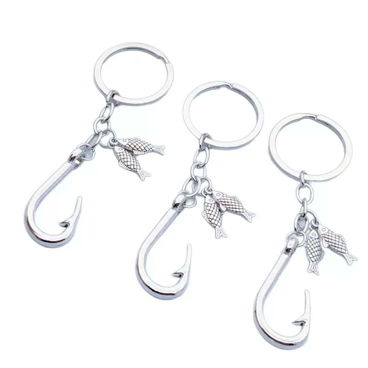 Fishing Hook Keychain, Angler Bag Charm, Fisherman Gift, Fish Charm Key Ring, Fishing Lover Accessory, Tackle Box Gift